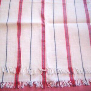 Vintage Linen Kitchen Hand Towel Tea Towel Fringed Striped